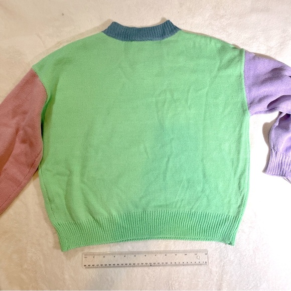 Colorblock Sweater - Green, Purple, Pink - Picture 6 of 6